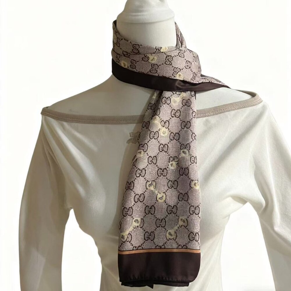 Gucci Brown and Cream Patterned Scarf - Picture 3 of 5